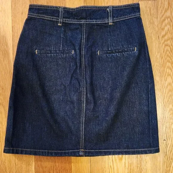 Maje Button-Front Denim Mini Skirt, French Girl Style, Dark Wash, Sz FR 38/US 6 - Picture 6 of 13
